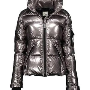 Sam. Freestyle Down Puffer Jacket in Gunmetal. Size Medium.